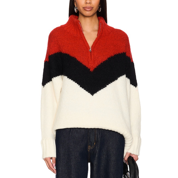 Pistola 'Maribel' Red Quarter Zip Pullover Sweater Size S